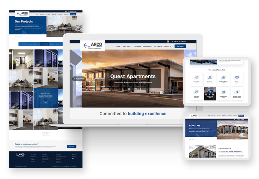 Caziluroberra created the website for construction company ARCO to present their services